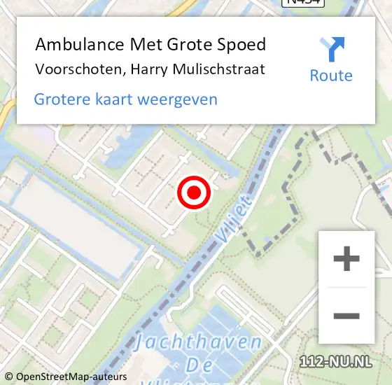 Locatie op kaart van de 112 melding: Ambulance Met Grote Spoed Naar Voorschoten, Harry Mulischstraat op 3 mei 2022 12:19