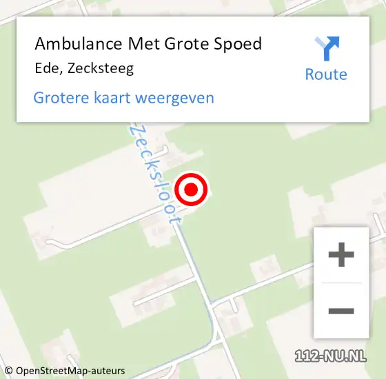 Locatie op kaart van de 112 melding: Ambulance Met Grote Spoed Naar Ede, Zecksteeg op 3 mei 2022 12:55