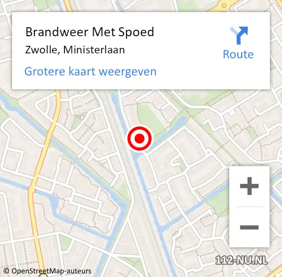 Locatie op kaart van de 112 melding: Brandweer Met Spoed Naar Zwolle, Ministerlaan op 3 mei 2022 12:56