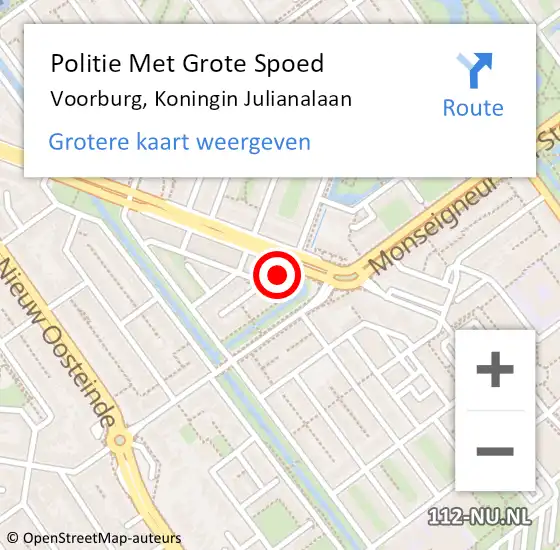 Locatie op kaart van de 112 melding: Politie Met Grote Spoed Naar Voorburg, Koningin Julianalaan op 3 mei 2022 12:59