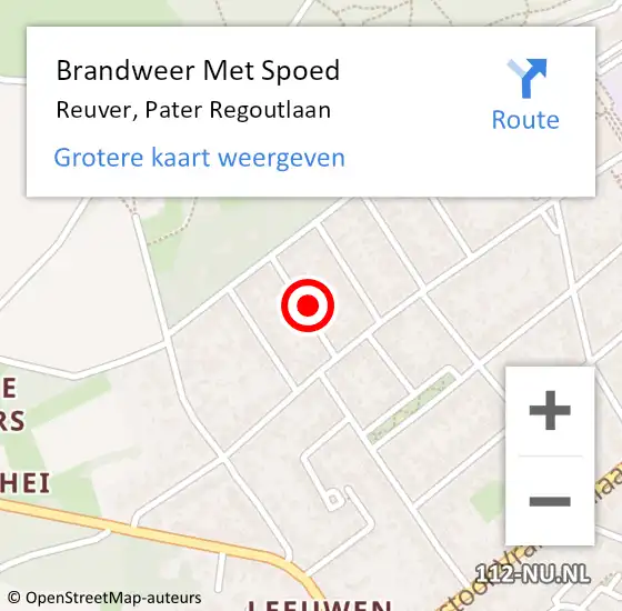 Locatie op kaart van de 112 melding: Brandweer Met Spoed Naar Reuver, Pater Regoutlaan op 3 mei 2022 13:19