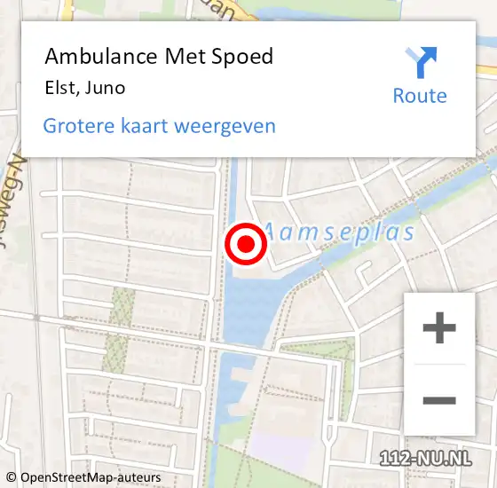 Locatie op kaart van de 112 melding: Ambulance Met Spoed Naar Elst, Juno op 3 mei 2022 13:41