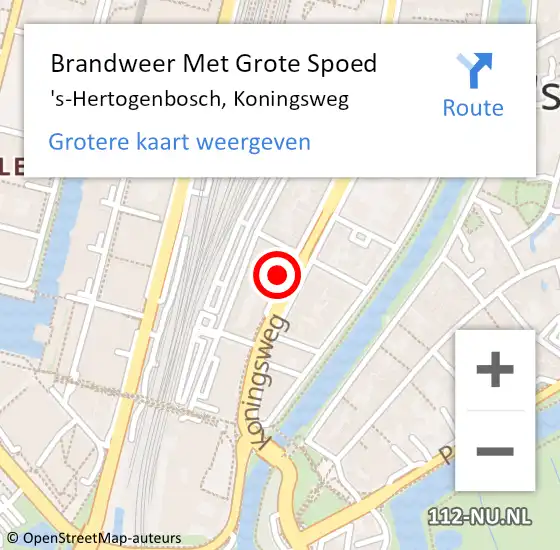 Locatie op kaart van de 112 melding: Brandweer Met Grote Spoed Naar 's-Hertogenbosch, Koningsweg op 3 mei 2022 13:42