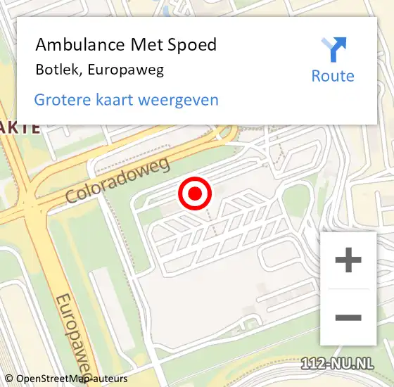 Locatie op kaart van de 112 melding: Ambulance Met Spoed Naar Botlek, Europaweg op 3 mei 2022 14:06