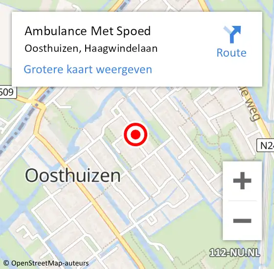 Locatie op kaart van de 112 melding: Ambulance Met Spoed Naar Oosthuizen, Haagwindelaan op 3 mei 2022 14:13