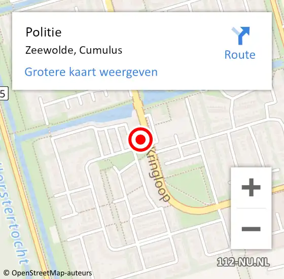 Locatie op kaart van de 112 melding: Politie Zeewolde, Cumulus op 3 mei 2022 14:32