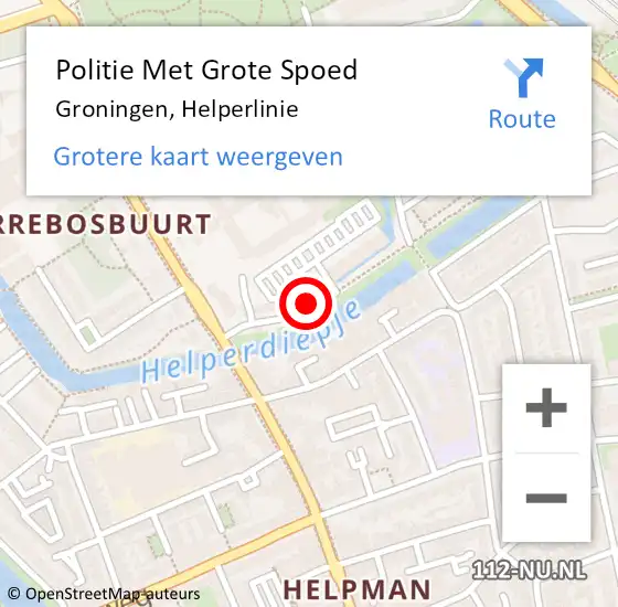 Locatie op kaart van de 112 melding: Politie Met Grote Spoed Naar Groningen, Helperlinie op 3 mei 2022 14:33