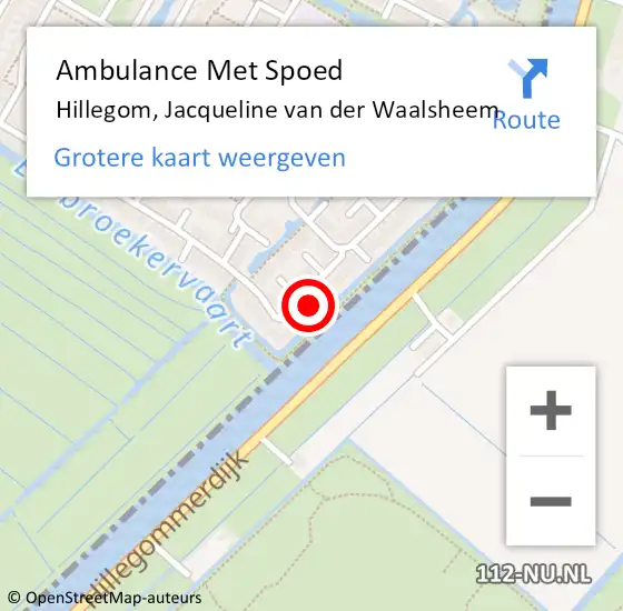 Locatie op kaart van de 112 melding: Ambulance Met Spoed Naar Hillegom, Jacqueline van der Waalsheem op 3 mei 2022 14:45