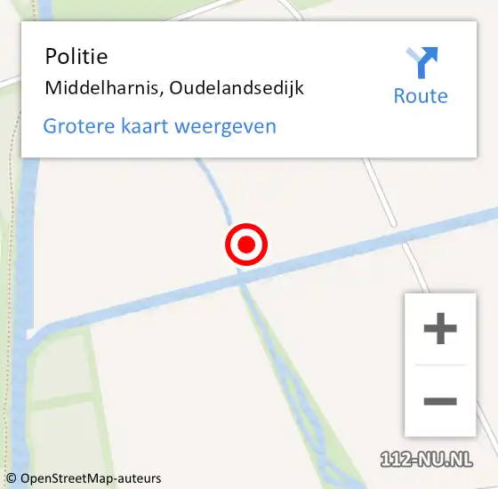 Locatie op kaart van de 112 melding: Politie Middelharnis, Oudelandsedijk op 3 mei 2022 14:49