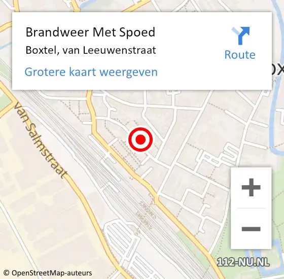 Locatie op kaart van de 112 melding: Brandweer Met Spoed Naar Boxtel, van Leeuwenstraat op 3 mei 2022 15:04