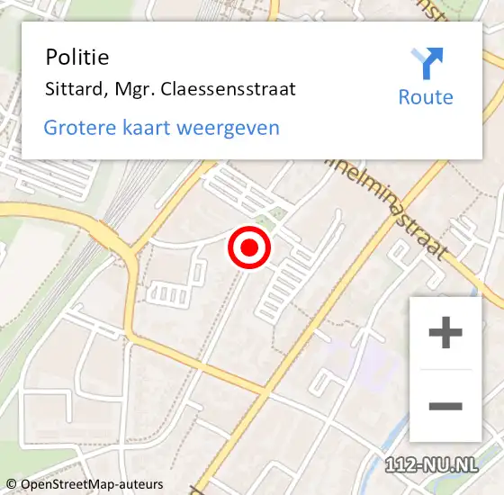 Locatie op kaart van de 112 melding: Politie Sittard, Mgr. Claessensstraat op 3 mei 2022 15:04