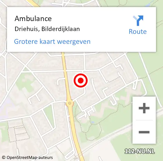 Locatie op kaart van de 112 melding: Ambulance Driehuis, Bilderdijklaan op 3 mei 2022 15:22