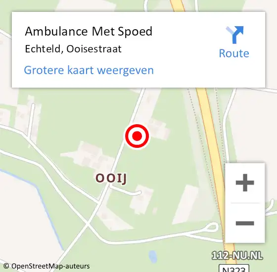 Locatie op kaart van de 112 melding: Ambulance Met Spoed Naar Echteld, Ooisestraat op 3 mei 2022 15:38