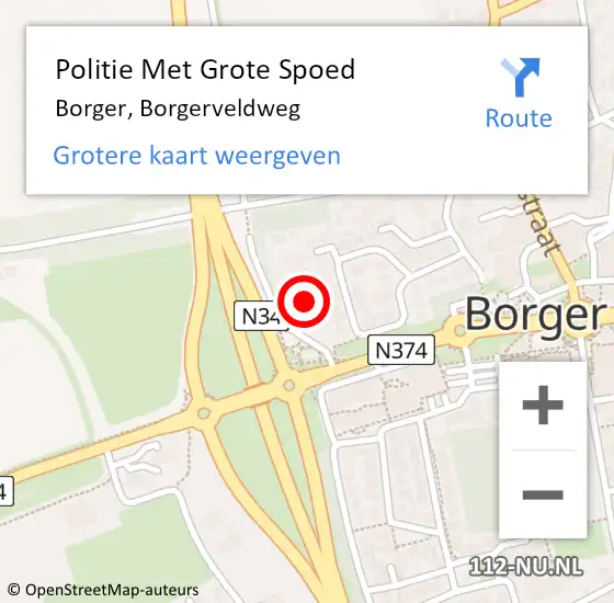 Locatie op kaart van de 112 melding: Politie Met Grote Spoed Naar Borger, Borgerveldweg op 3 mei 2022 15:54