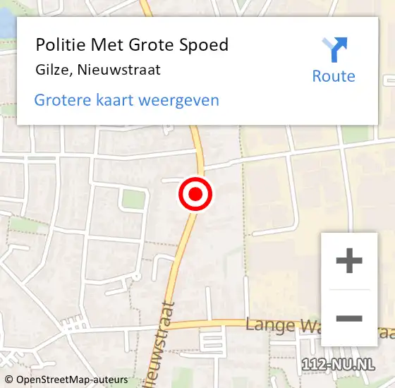 Locatie op kaart van de 112 melding: Politie Met Grote Spoed Naar Gilze, Nieuwstraat op 3 mei 2022 16:00