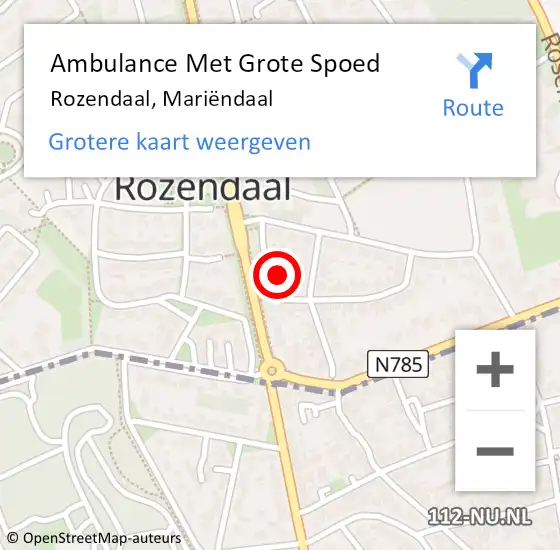 Locatie op kaart van de 112 melding: Ambulance Met Grote Spoed Naar Rozendaal, Mariëndaal op 3 mei 2022 16:05