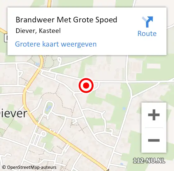 Locatie op kaart van de 112 melding: Brandweer Met Grote Spoed Naar Diever, Kasteel op 3 mei 2022 16:12