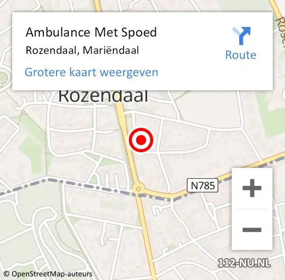 Locatie op kaart van de 112 melding: Ambulance Met Spoed Naar Rozendaal, Mariëndaal op 3 mei 2022 16:34