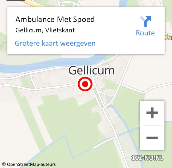 Locatie op kaart van de 112 melding: Ambulance Met Spoed Naar Gellicum, Vlietskant op 3 mei 2022 16:48