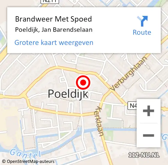 Locatie op kaart van de 112 melding: Brandweer Met Spoed Naar Poeldijk, Jan Barendselaan op 3 mei 2022 17:01