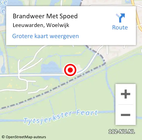 Locatie op kaart van de 112 melding: Brandweer Met Spoed Naar Leeuwarden, Woelwijk op 3 mei 2022 17:19
