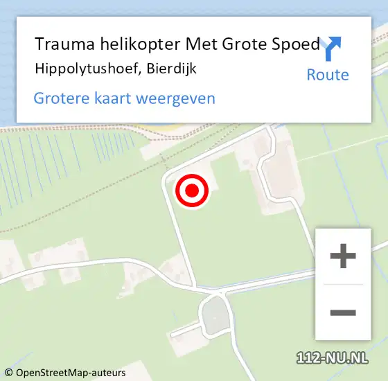 Locatie op kaart van de 112 melding: Trauma helikopter Met Grote Spoed Naar Hippolytushoef, Bierdijk op 3 mei 2022 17:25