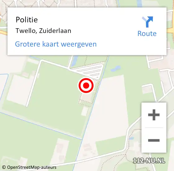 Locatie op kaart van de 112 melding: Politie Twello, Zuiderlaan op 3 mei 2022 17:27