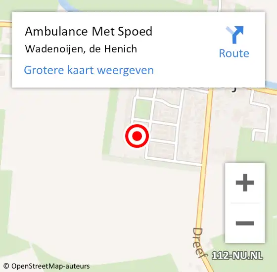 Locatie op kaart van de 112 melding: Ambulance Met Spoed Naar Wadenoijen, de Henich op 3 mei 2022 17:28
