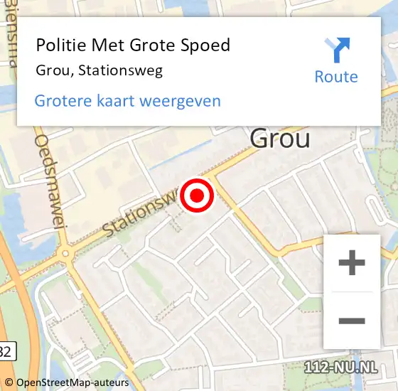 Locatie op kaart van de 112 melding: Politie Met Grote Spoed Naar Grou, Stationsweg op 3 mei 2022 17:30