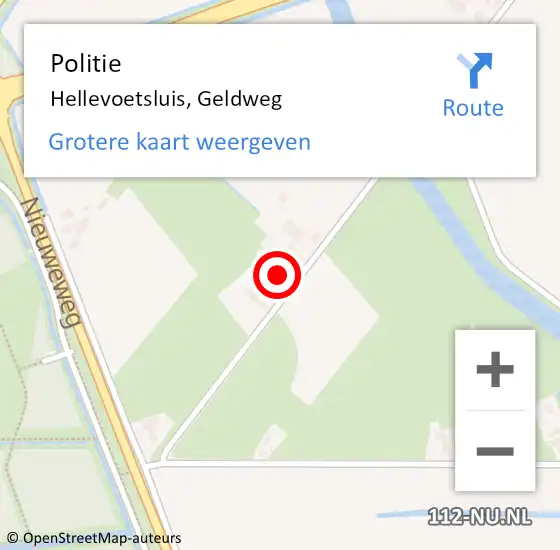 Locatie op kaart van de 112 melding: Politie Hellevoetsluis, Geldweg op 3 mei 2022 17:34