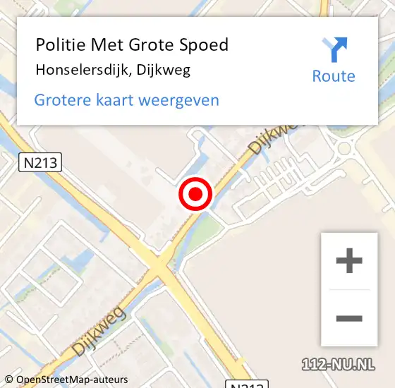 Locatie op kaart van de 112 melding: Politie Met Grote Spoed Naar Honselersdijk, Dijkweg op 3 mei 2022 17:37