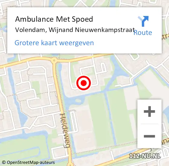 Locatie op kaart van de 112 melding: Ambulance Met Spoed Naar Volendam, Wijnand Nieuwenkampstraat op 3 mei 2022 17:50