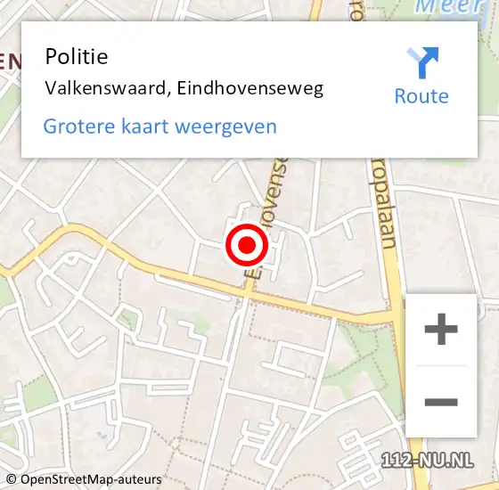 Locatie op kaart van de 112 melding: Politie Valkenswaard, Eindhovenseweg op 3 mei 2022 18:03