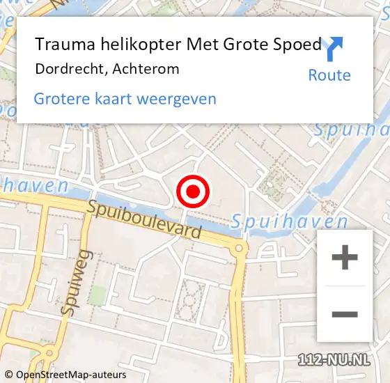 Locatie op kaart van de 112 melding: Trauma helikopter Met Grote Spoed Naar Dordrecht, Achterom op 3 mei 2022 18:04