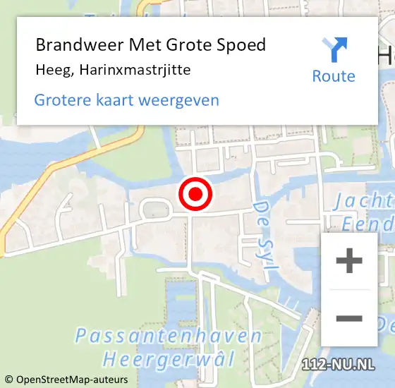 Locatie op kaart van de 112 melding: Brandweer Met Grote Spoed Naar Heeg, Harinxmastrjitte op 3 mei 2022 18:13