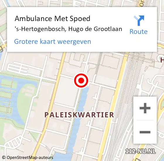 Locatie op kaart van de 112 melding: Ambulance Met Spoed Naar 's-Hertogenbosch, Hugo De Grootlaan op 8 oktober 2013 13:33