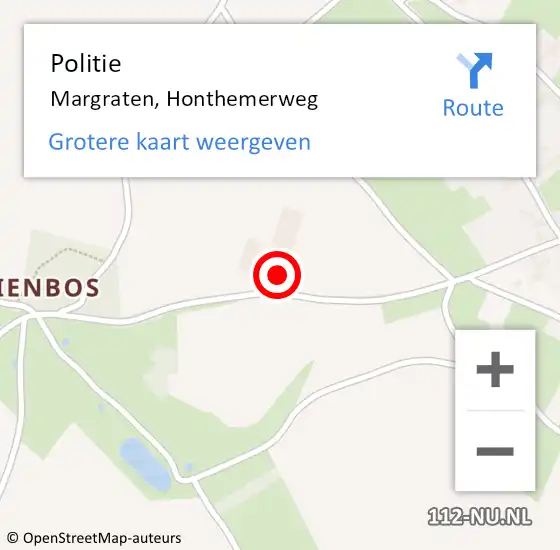 Locatie op kaart van de 112 melding: Politie Margraten, Honthemerweg op 3 mei 2022 18:34