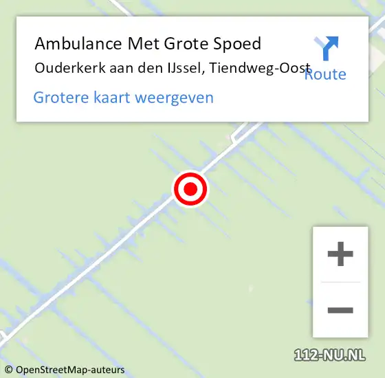 Locatie op kaart van de 112 melding: Ambulance Met Grote Spoed Naar Ouderkerk aan den IJssel, Tiendweg-Oost op 3 mei 2022 18:52