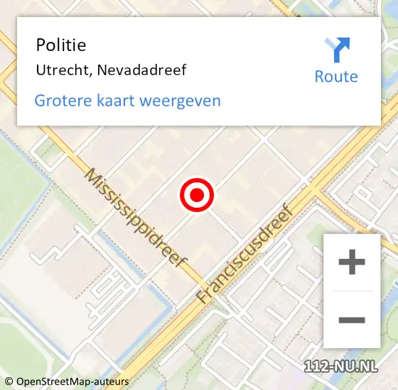 Locatie op kaart van de 112 melding: Politie Utrecht, Nevadadreef op 3 mei 2022 19:01