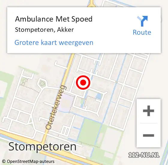 Locatie op kaart van de 112 melding: Ambulance Met Spoed Naar Stompetoren, Akker op 3 mei 2022 19:33