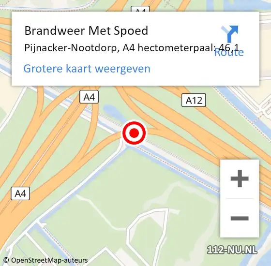 Locatie op kaart van de 112 melding: Brandweer Met Spoed Naar Pijnacker-Nootdorp, A4 hectometerpaal: 46,1 op 3 mei 2022 19:35