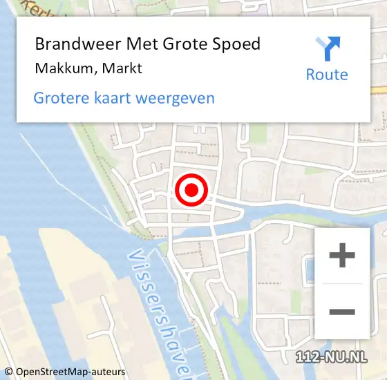 Locatie op kaart van de 112 melding: Brandweer Met Grote Spoed Naar Makkum, Markt op 3 mei 2022 20:10