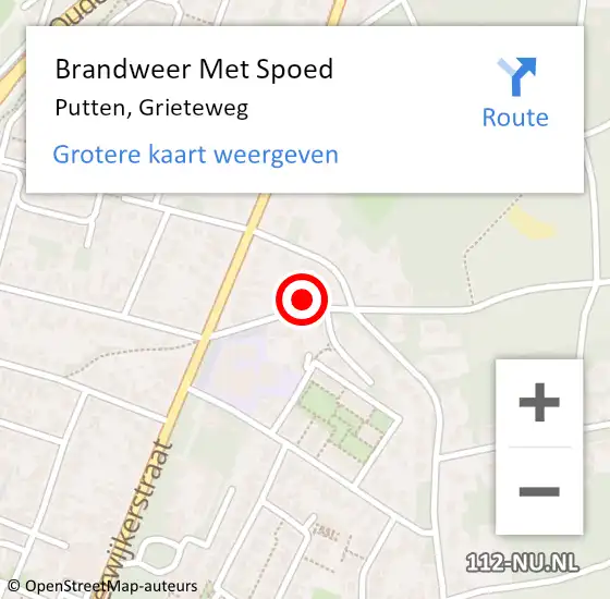 Locatie op kaart van de 112 melding: Brandweer Met Spoed Naar Putten, Grieteweg op 3 mei 2022 20:28