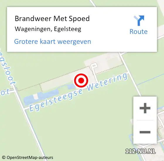 Locatie op kaart van de 112 melding: Brandweer Met Spoed Naar Wageningen, Egelsteeg op 3 mei 2022 20:46