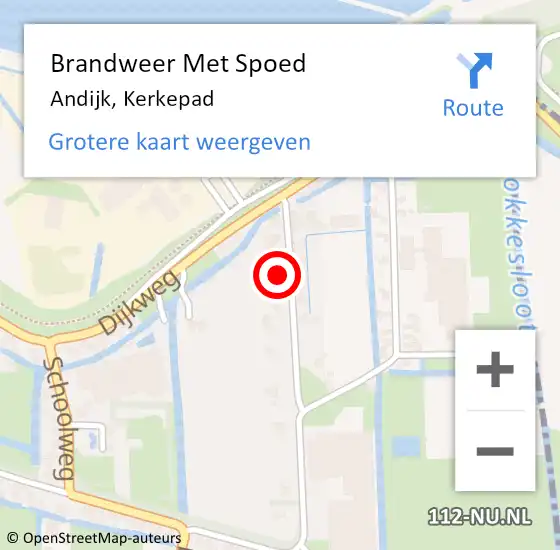 Locatie op kaart van de 112 melding: Brandweer Met Spoed Naar Andijk, Kerkepad op 3 mei 2022 20:56