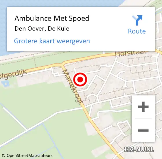 Locatie op kaart van de 112 melding: Ambulance Met Spoed Naar Den Oever, De Kule op 3 mei 2022 21:00