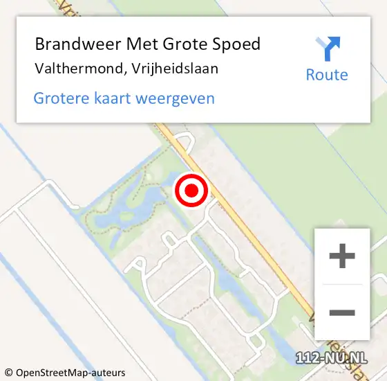 Locatie op kaart van de 112 melding: Brandweer Met Grote Spoed Naar Valthermond, Vrijheidslaan op 3 mei 2022 21:22