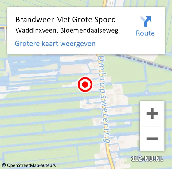 Locatie op kaart van de 112 melding: Brandweer Met Grote Spoed Naar Waddinxveen, Bloemendaalseweg op 3 mei 2022 21:25