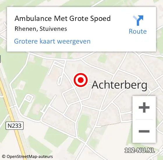 Locatie op kaart van de 112 melding: Ambulance Met Grote Spoed Naar Rhenen, Stuivenes op 3 mei 2022 21:30