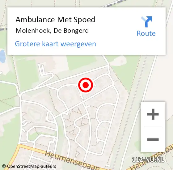 Locatie op kaart van de 112 melding: Ambulance Met Spoed Naar Molenhoek, De Bongerd op 3 mei 2022 21:37